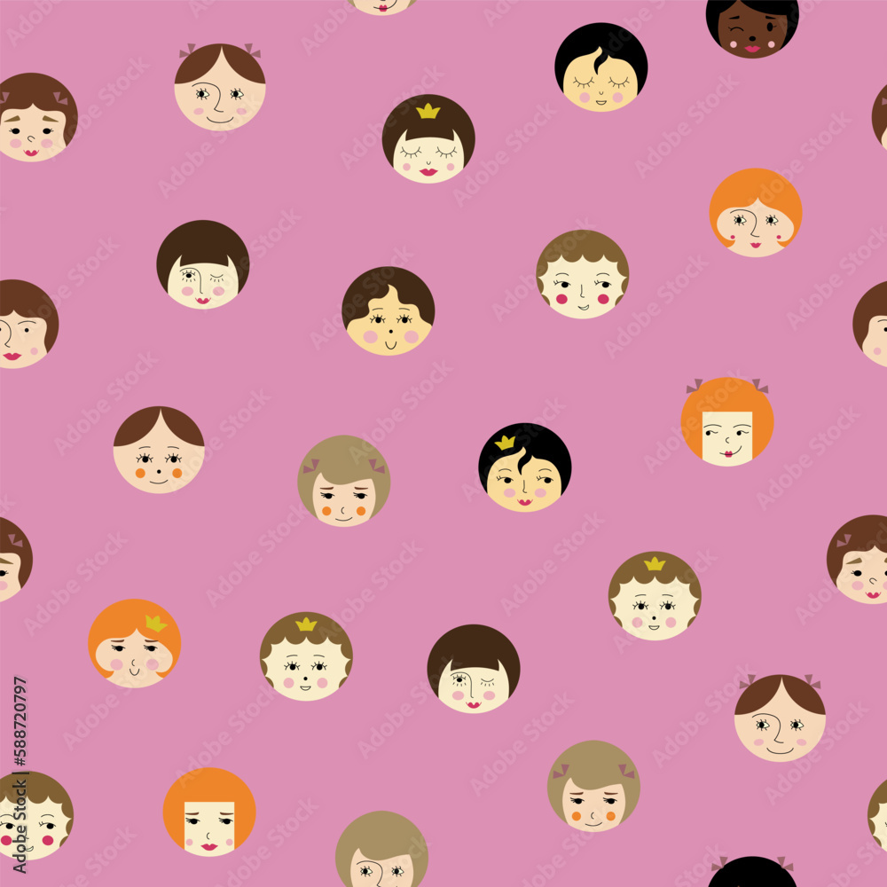 Feminine look, abstract personage, mascot design, funny face, cute icon. Feminine look, abstract personage, mascot design, funny face, cute icon.
