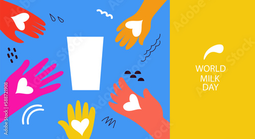 World milk day  background  design  celebrating poster modern flat vector illustration