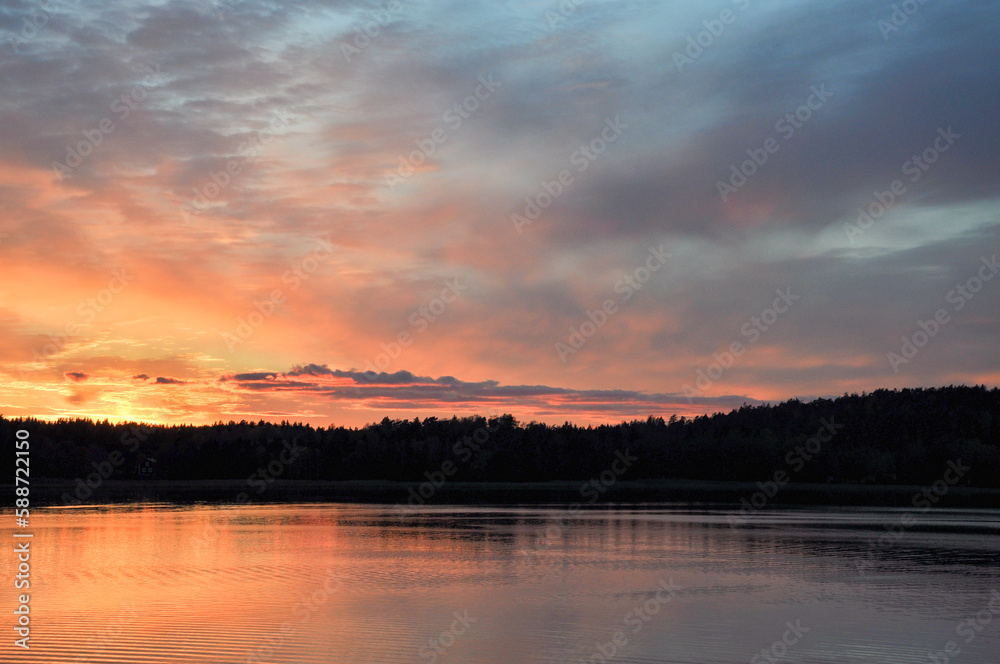 Fototapeta premium Sundown in the archipelago in summer
