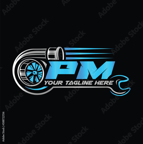 automotive, diesel repair and performance, Turbo icon, trubo with piston logo premium logo design vector