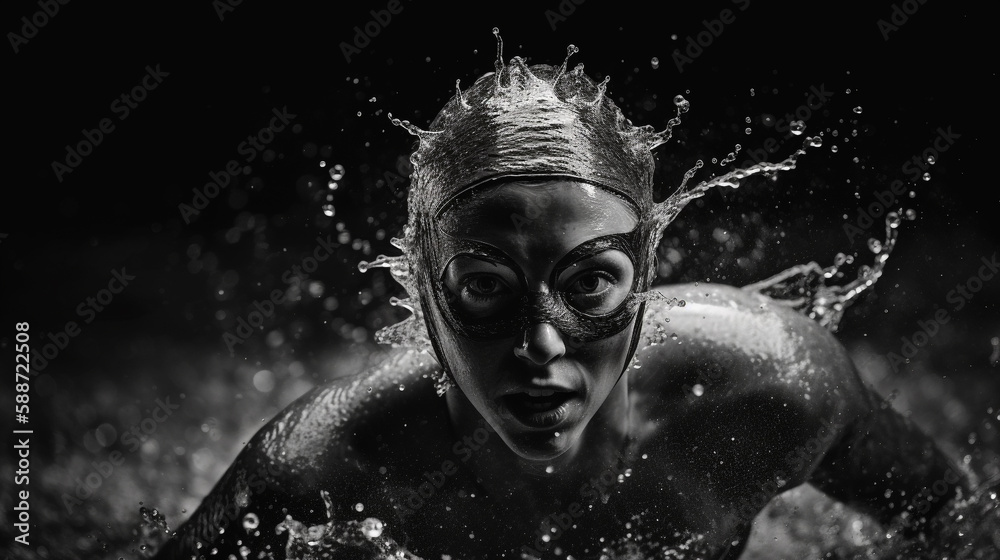 Close-up of a woman swimming in the swimming-pool Close-up of a woman swimming in the swimming-pool