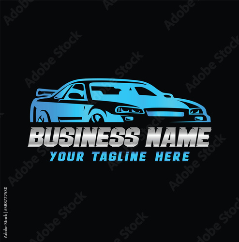 Car logo, auto dealership, car silhouette, automotive car logo design vector template icon