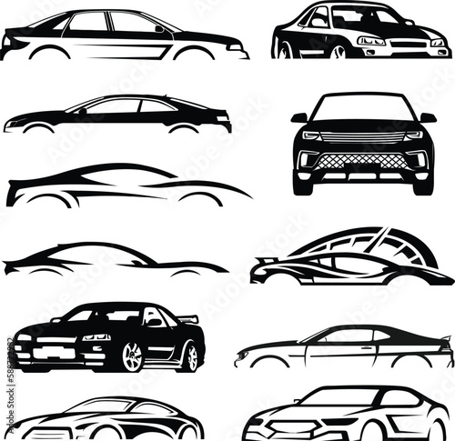 Car logo, auto dealership, car silhouette, car icon, automotive car logo design vector template icon