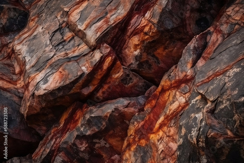 Dark red orange brown rock texture. AI Generated