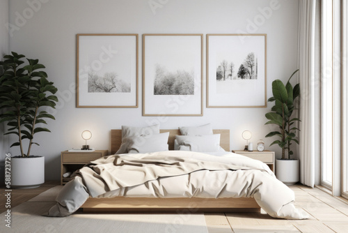 Minimalist Bedroom with Blank Frames © Georg Lösch