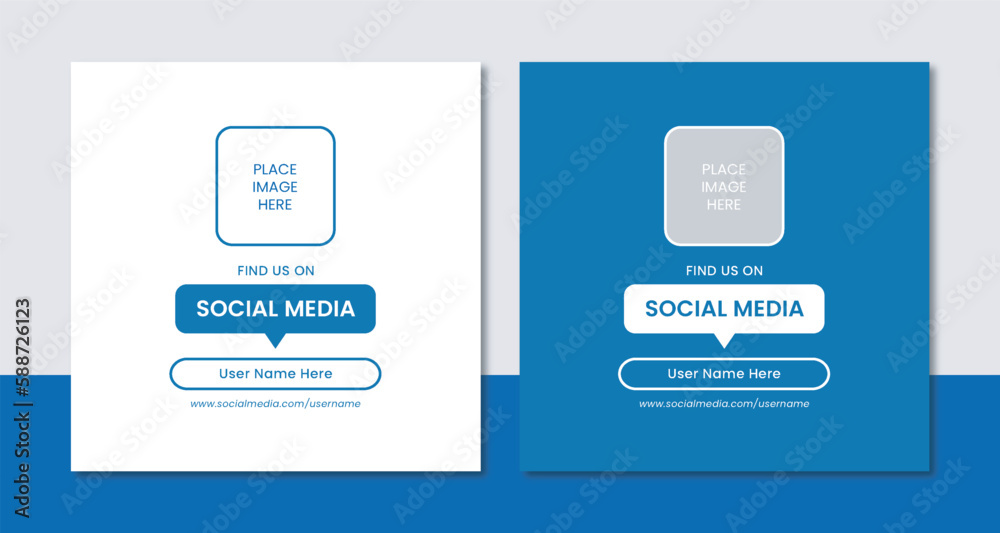 Follow on us facebook set design template vector