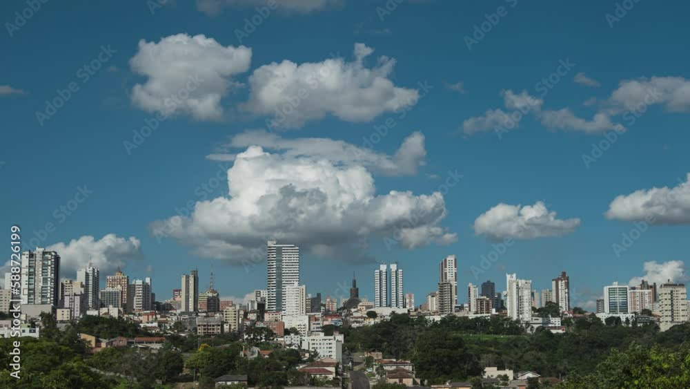 View of Ponta Grossa city center, Paraná state, Brazil, time-lapse capture View of Ponta Grossa city center, Paraná state, Brazil, time-lapse capture
