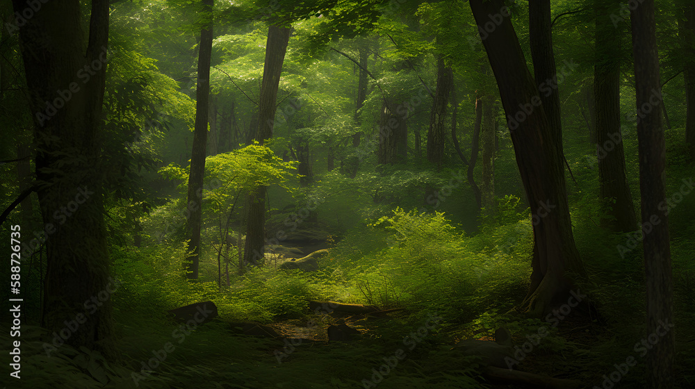 morning in the forest Generative AI