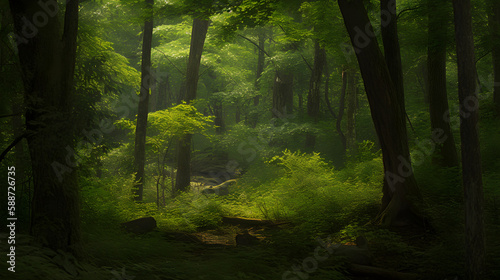 morning in the forest Generative AI © Matt