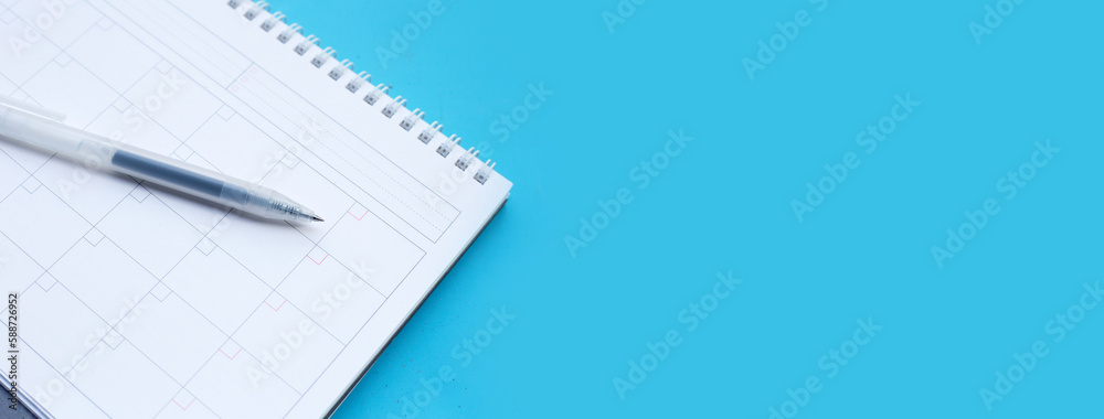 Calendar with pen. Copy space Calendar with pen. Copy space