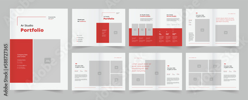 Portfolio layout template. 12 page portfolio editable template layout, architecture portfolio template design. 