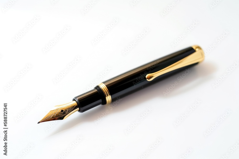 VIP leader executive luxury ink pen with golden edges on white background Generative AI Illustration VIP leader executive luxury ink pen with golden edges on white background Generative AI Illustration