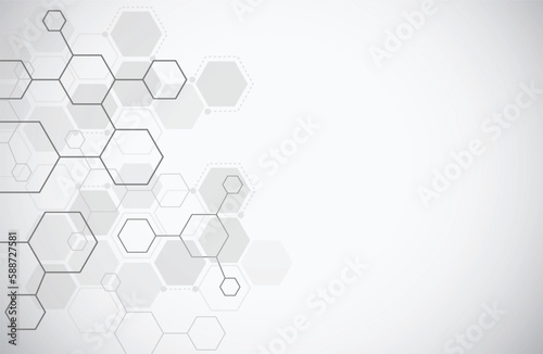 Molecule structure abstract tech background. Medical design. Science template, wallpaper or banner. Vector illustration