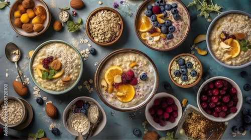 Hearty breakfast, porridge. Generative AI