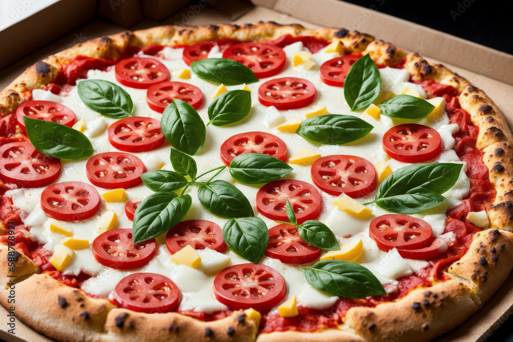 pizza with salami and tomatoes. Generative AI pizza with salami and tomatoes. Generative AI