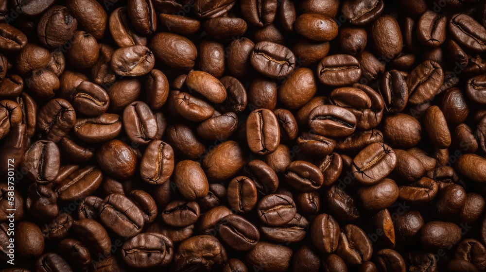 Obraz premium coffee beans background created with Generative AI technology
