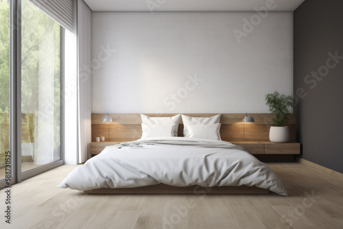 Modern Minimalist Bedroom with Empty Wall