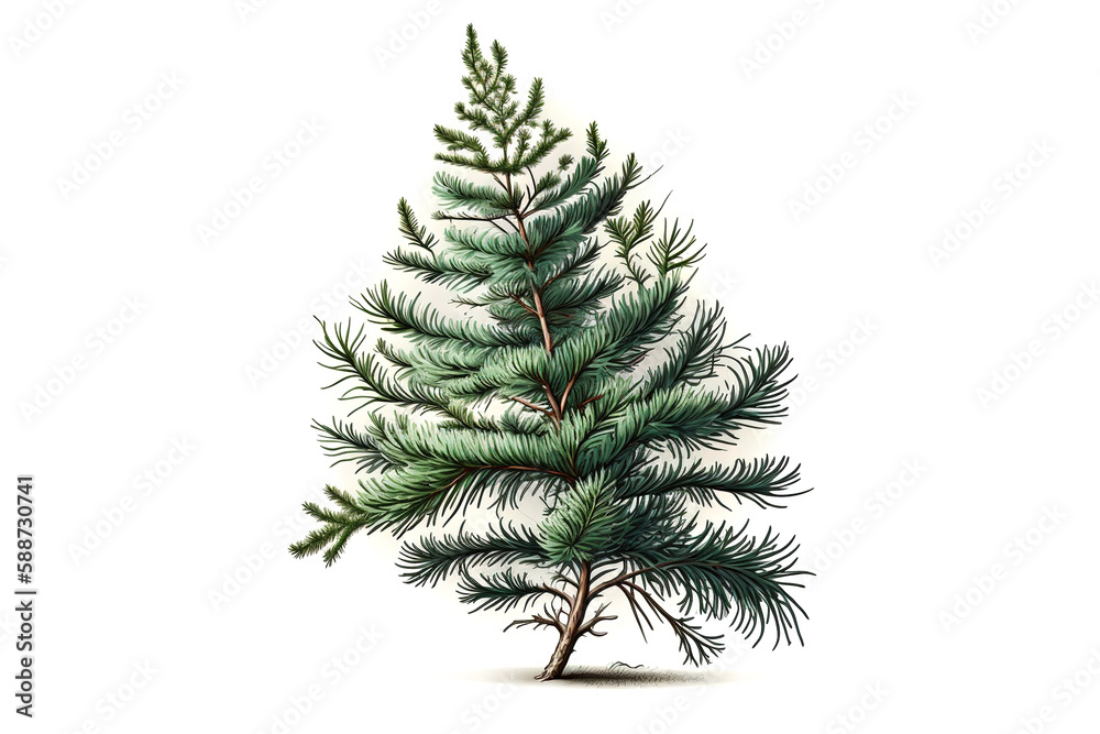 green spruce isolated on white. Generated by AI green spruce isolated on white. Generated by AI