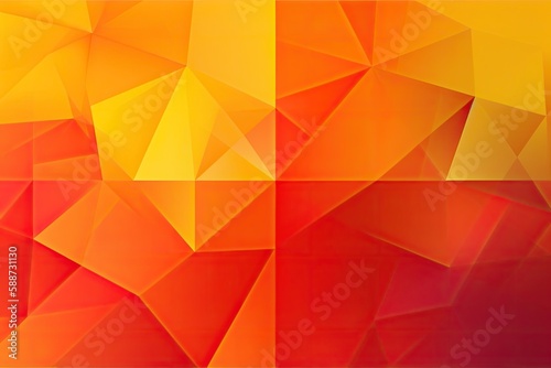 Yellow orange red abstract background for design. Geometric shapes. Triangles, squares, stripes, lines. Color gradient - Generative AI