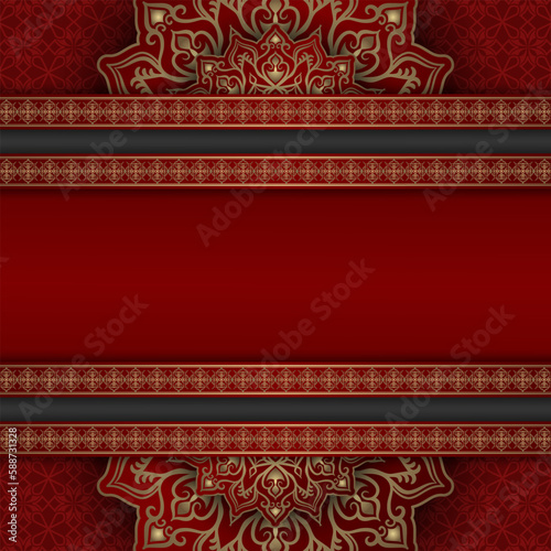red luxury background, with gold mandala ornament