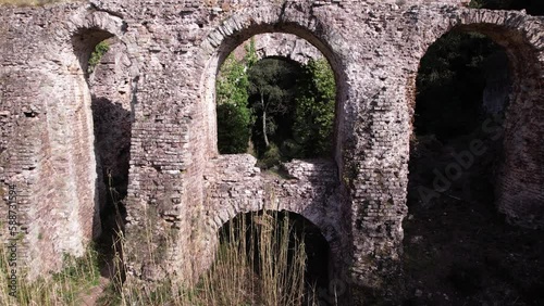 Aerial view of the Roman aqueduct of Mons in Frejus