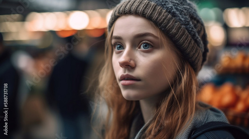 Wallpaper Mural Young Woman Shopping Consumer Concept. Generative AI. Torontodigital.ca