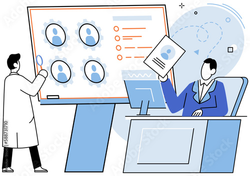 Select candidates for work or study, employer selects applicant. Recruiter holding a lot of resumes in hands, expectant selection, create short list, HR department, headhunter job, selection interview