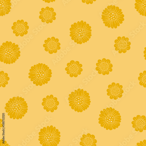 Two Tone Yellow Floral Background Vector Seamless Pattern