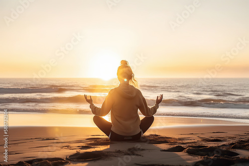 Yoga on the coast: woman finding inner peace on the beach