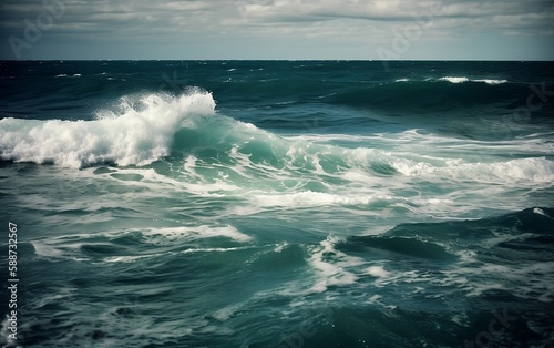 Storm over the sea. Generative AI technology. © Aleksandr