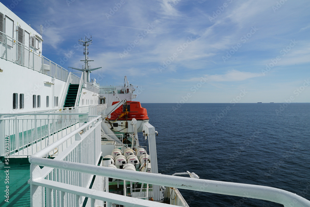 BALTIC SEA, AROUND BORNHOLM ISLAND - CIRCA JULY 2022: Ferry ship on the route Ystad - Swinoujscie.