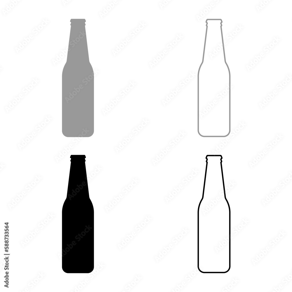Bottle beer with glass set icon grey black color vector illustration image solid fill outline contour line thin flat style Bottle beer with glass set icon grey black color vector illustration image solid fill outline contour line thin flat style