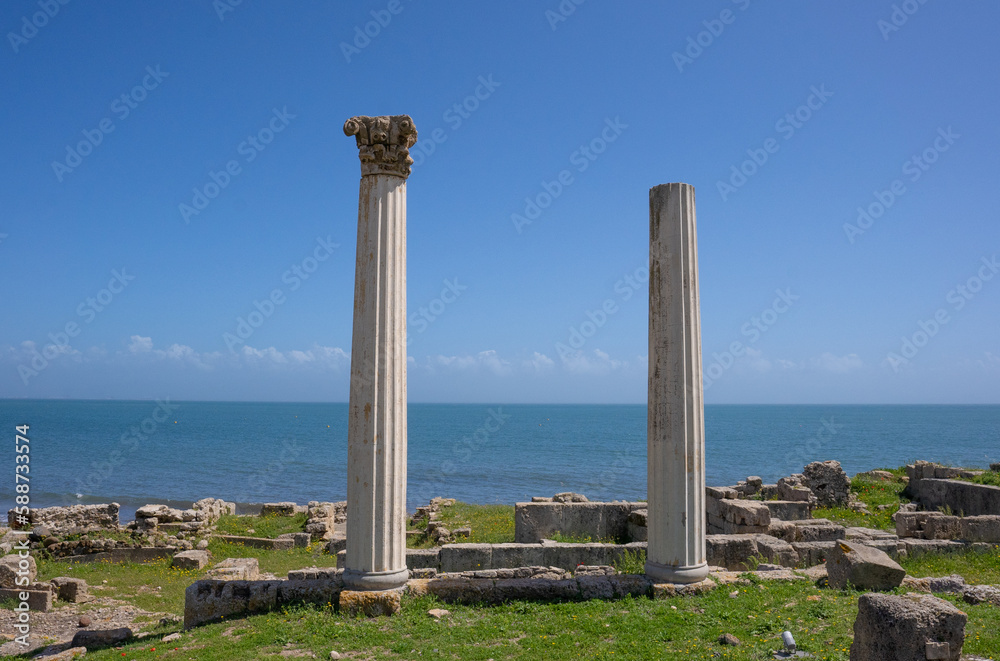 ruins of Tharros, an ancient Phoenician city in the Sinis peninsula in Cabras in central Sardinia
