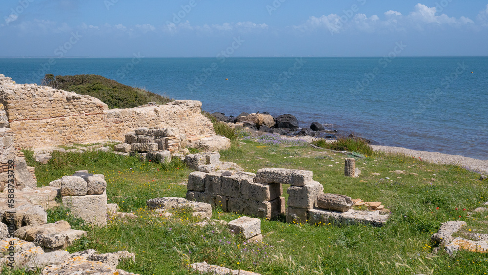 ruins of Tharros, an ancient Phoenician city in the Sinis peninsula in Cabras in central Sardinia
ruins of Tharros, an ancient Phoenician city in the Sinis peninsula in Cabras in central Sardinia