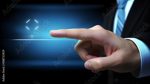 Businessman Pointing Finger at Tech Interface for Technological Advancement generative ai