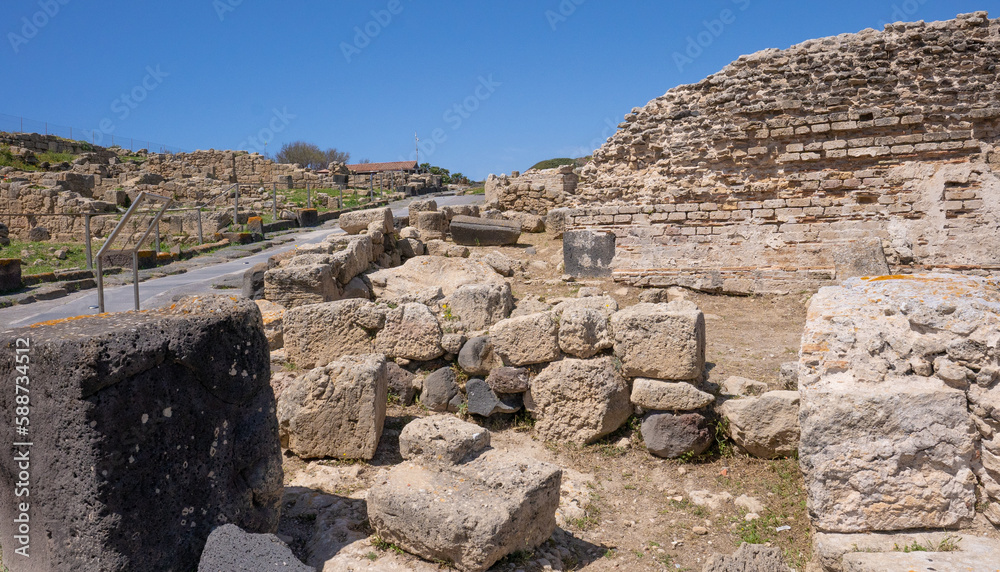 ruins of Tharros, an ancient Phoenician city in the Sinis peninsula in Cabras in central Sardinia
