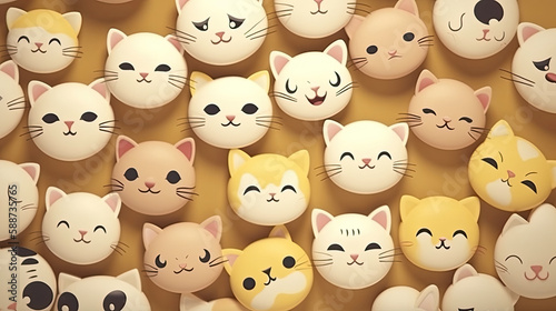 pattern with cats in anime style created with Generative AI technology