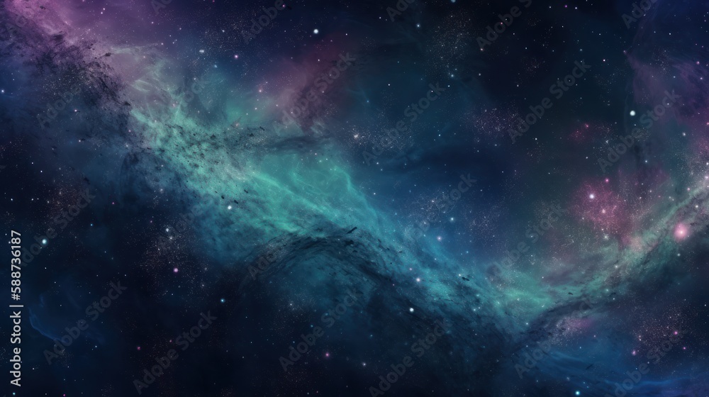 Illustration of a vibrant and star-filled deep space background created with Generative AI technology