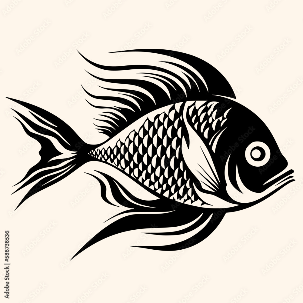 Fish vector for logo or icon, drawing Elegant minimalist style,abstract style Illustration Fish vector for logo or icon, drawing Elegant minimalist style,abstract style Illustration
