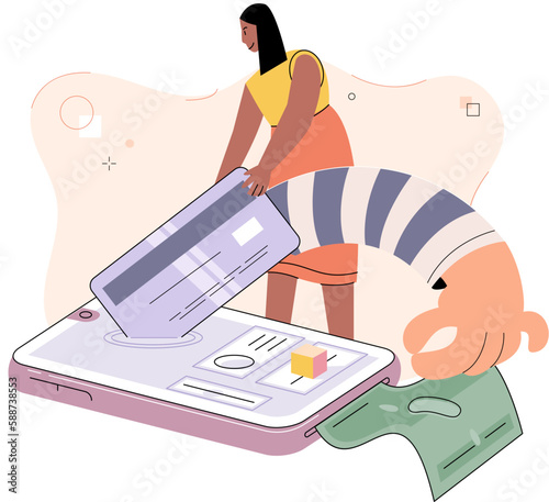 Hacker attack concept. Internet phishing, hacked username and password cracking. Fraud with user data on social networks. Credit or debit card theft. Cybercrime and crime. Thief on website online