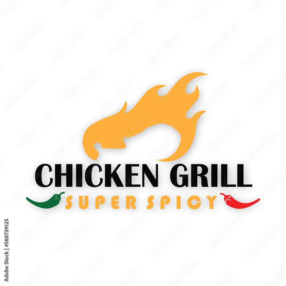 Fototapeta premium grilled chicken logo.flat style.dining restaurant icon vector.modern design concept