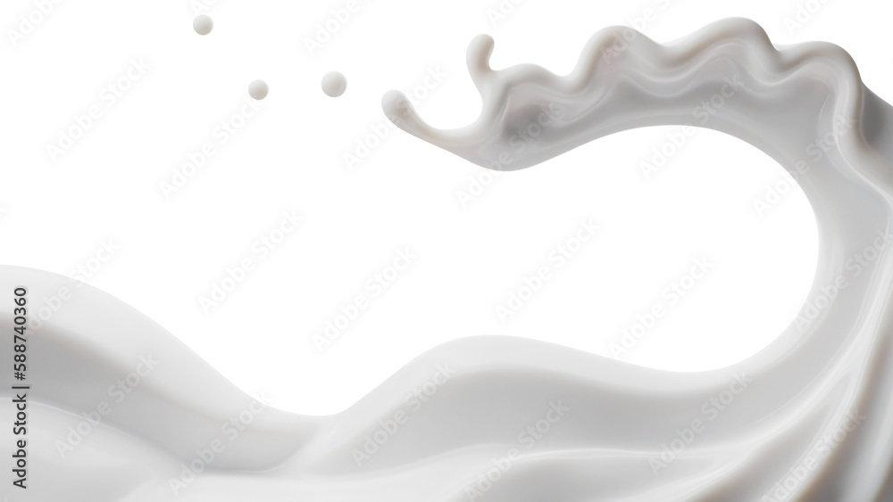 Milk  splasht png file , 3D Rendering, 3D illustration