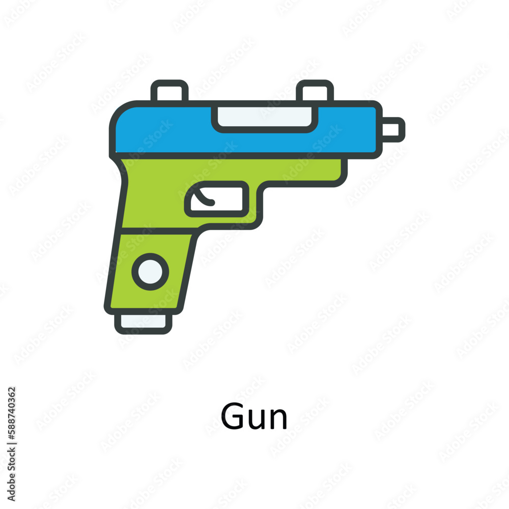 Gun Vector Fill outline Icons. Simple stock illustration stock