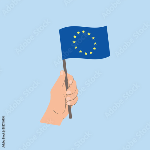 Flag of EU, Hand Holding flag © Настасья Стось