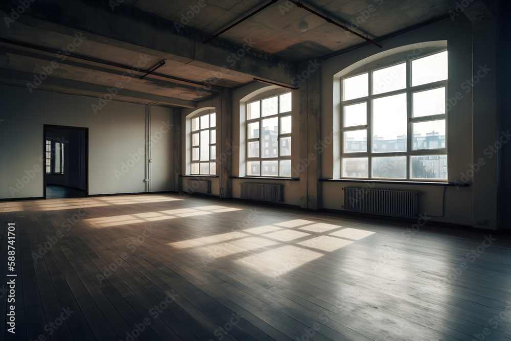 A large empty room. Generative AI A large empty room. Generative AI