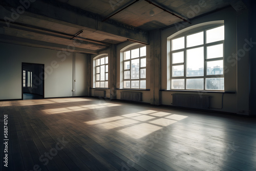A large empty room. Generative AI