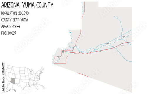 Large and detailed map of Yuma County in Arizona  USA.