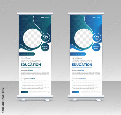 Education Admission Roll up banner design template 
