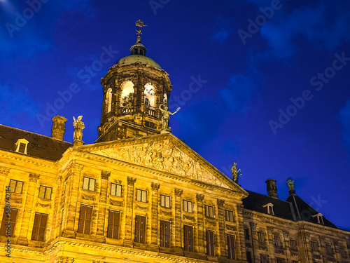 Amsterdam city centre with the tram near central station, Netherlands