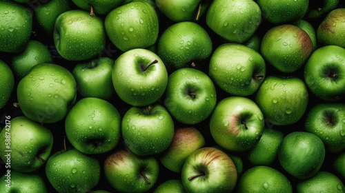 green apples background created with Generative AI technology